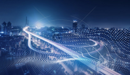 網絡科技城市圖片素材-正版創意圖片401654522